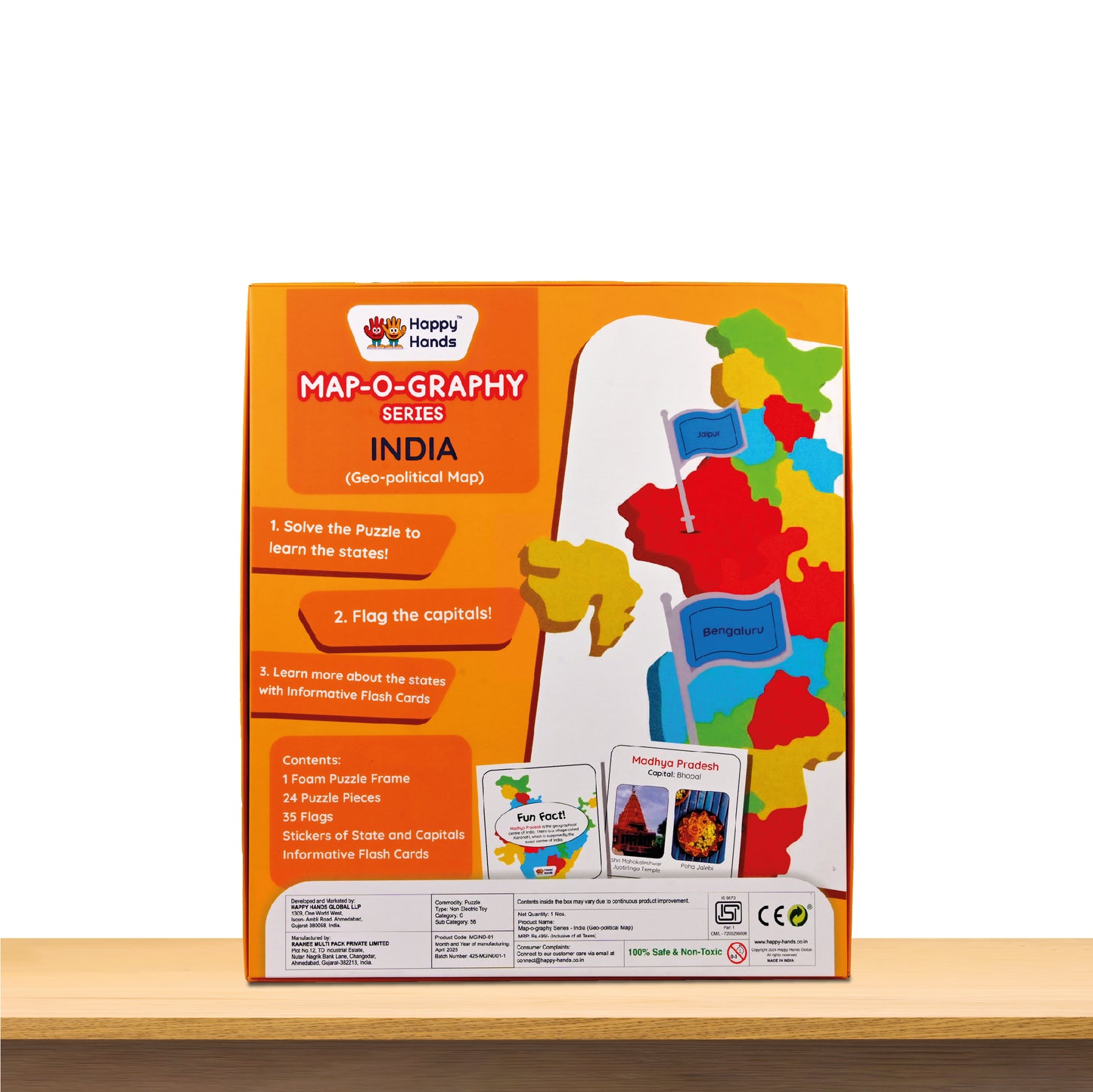 Map-o-graphy - India Map Puzzle With Flags and Flashcards
