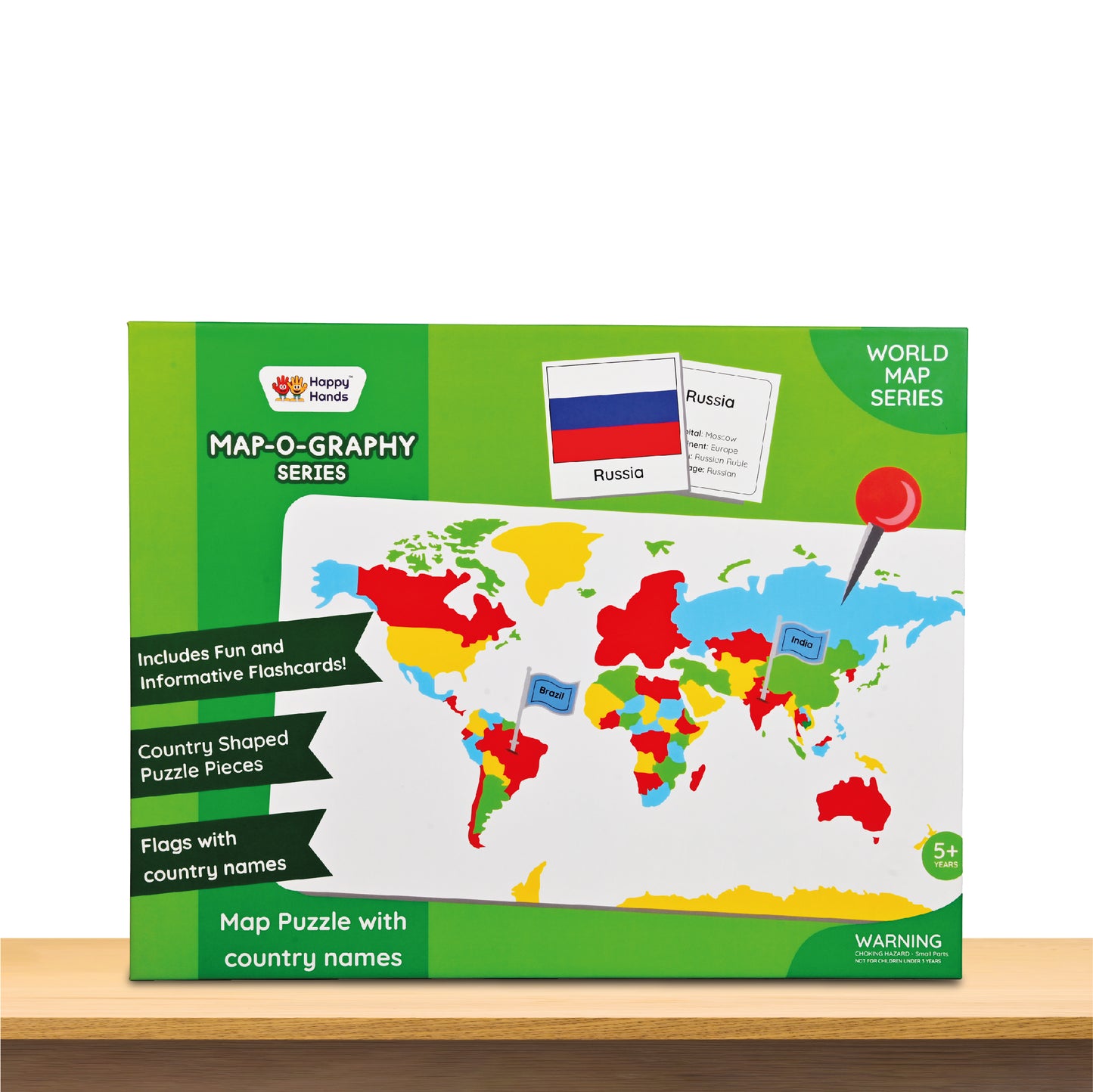 Map-o-graphy World Map with Flags and Flashcards