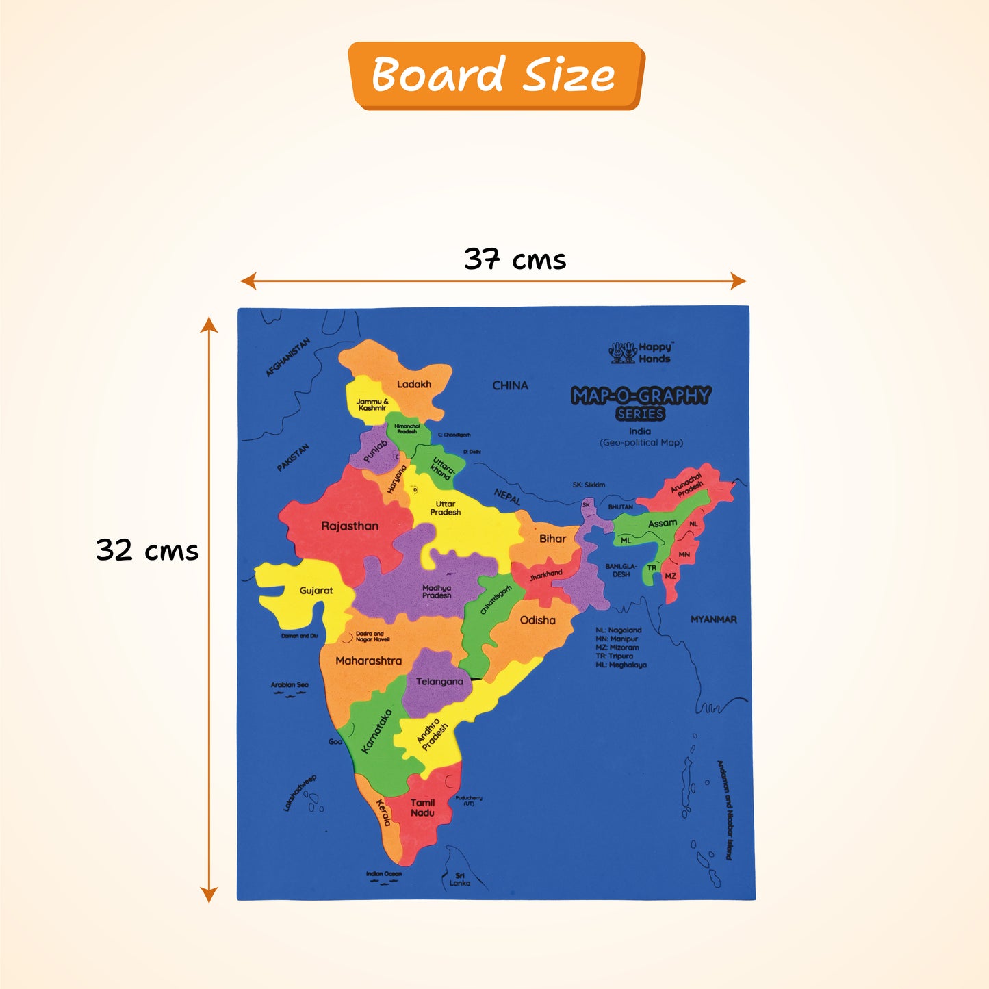 Map-o-graphy - India Map Puzzle  With Flags and Flashcards