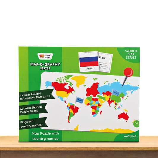 Map-o-graphy  World Map with Flags and Flashcards 