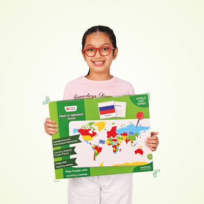 Map-o-graphy  World Map with Flags and Flashcards 
