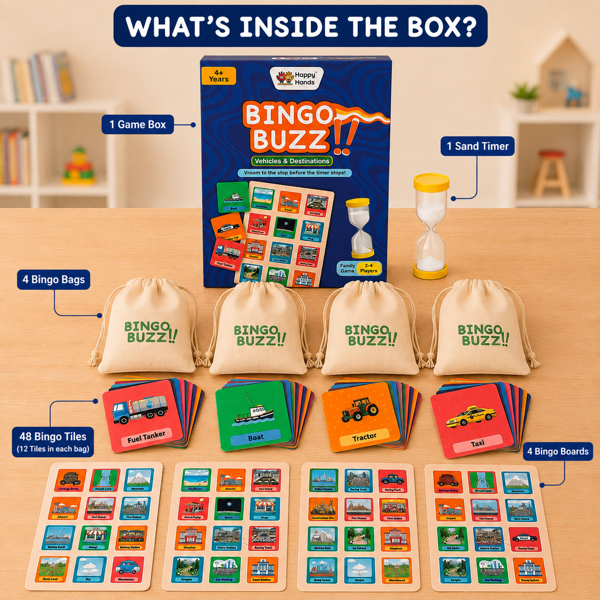 Bingo Buzz Vehicles & Destinations